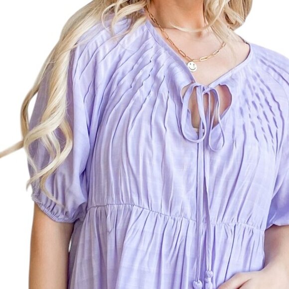 Purple Spring Textured Blouse with Tassels - Picture 7 of 7